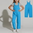 thumbnail image 1 of Kids Girls Overalls Blue Rompers Spaghetti Strap Rompers with Pockets Girls Clothing Size 9-10 Years, 1 of 5