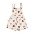 thumbnail image 1 of Kids Girls Overalls Strawberry/Flower Print Denim Sleeveless Straps Buttons Pockets Shortall Summer Romper Jumpsuit, 1 of 7