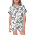 thumbnail image 1 of Kids Pajamas Set Silk Satin Casual Short Sleeve Button Down Top Shorts Girls Summer Pajamas Pajamas for Girls 6T, 1 of 4