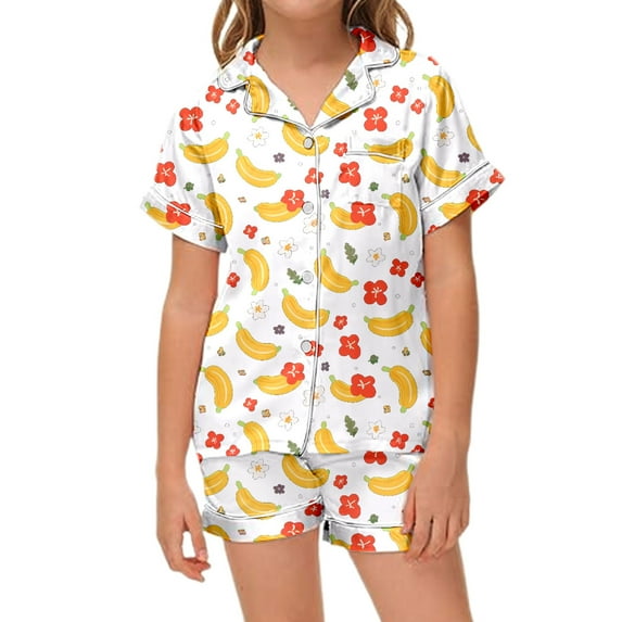 Kids Girls Pajama Set Cute Cartoon Girls Button Down Pajamas Set Toddler Nightgown Little Girls Christmas Pajamas 4T