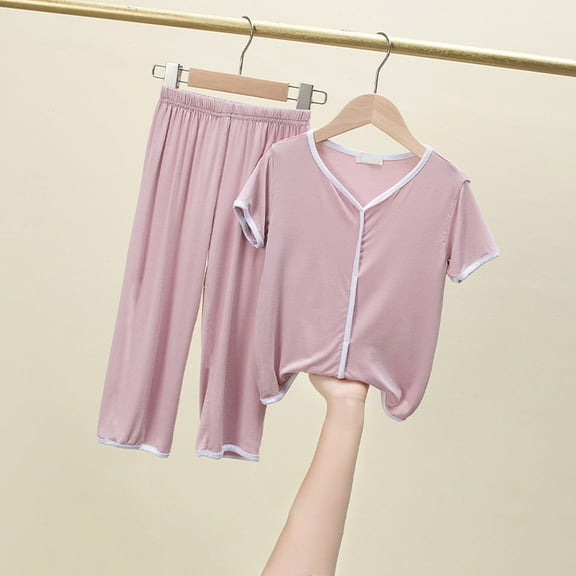 Toddler Girl Pajamas Cute Cartoon Printed Short Sleeve Loungewear and Short Pants 2 Piece Summer Girls Pajama Set for Girls Little Boys