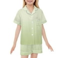 thumbnail image 1 of Kids Girls Pajamas Gradient Short Sleeve Button Down Shirts Shorts Summer Clothes for Girls Pajamas Size 8-9 Years, 1 of 7