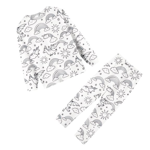 Kids Girls Pajamas Set Color Me Kids Pajamas Long Sleeve Pullover Top With Pajamas Pants For Toddler Pajamas Color Your Own Fun Designs 6-7 Years