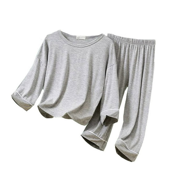 Kids Girls Pajamas Set Soft Crewneck Top Trousers Pjs Sleepwear Outfits Preppy Pajamas for Girls 6-7 Years Kids Clothes