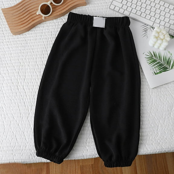 Kids Girls Pants Soft Black Breathable Pants Summer Fall Long Pants Boys Pants 5-6 Years