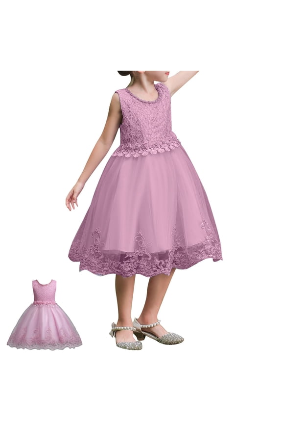 Kids Girls Pink Dress Ruffle Sleeveless Tulle Dress Toddler Toddler Pageant Dress Hallowmas Dresses for Girls 4T
