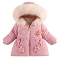 thumbnail image 1 of Kids Girls Pink Puffer Coat, Warm Fleece Lined Hooded Winter Jacket for Kids, Cute Girls Outerwear,Size 5 T, 1 of 9