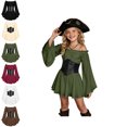thumbnail image 1 of Kids Girls Pirate Dress Off Shoulder Girls Medieval Dress with Corset Belt Flowy Girls Fairy Costume, 1 of 8
