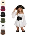 thumbnail image 1 of Kids Girls Pirate Dress Off Shoulder Renaissance Fairy Dress with Corset Belt Flowy Kids Girl Dresses, 1 of 8