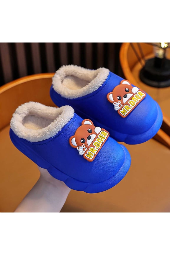 Kids Girls Plush Slippers Toddler Boys Winter Slippers Boys Plush Slippers Cushioned Sole Girls Warm Lined Slippers Winter House Slippers for Boys Toddler Boys New Year Gifts 4.5-5 Years