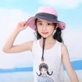 thumbnail image 1 of Kids Girls Ponytail Summer Sun Hat Wide Brim UV Protection Bucket Cap Women Outdoor Wide Brim Foldable Safari Fishing Cap, 1 of 5