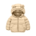 thumbnail image 1 of Kids Girls Puffer Jacket Hooded Bear Ears Lightweight Winter Coat Khaki,Size 5 T, 1 of 5