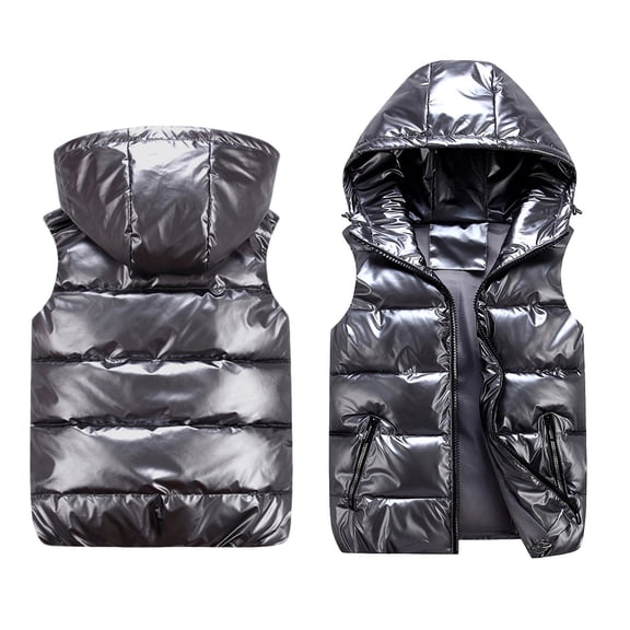 Kids Girls Puffer Vest with Hooded Sleeveless Lightweight Girls' Outerwear Vests Winter Clothes Little Girl 4-5 Years