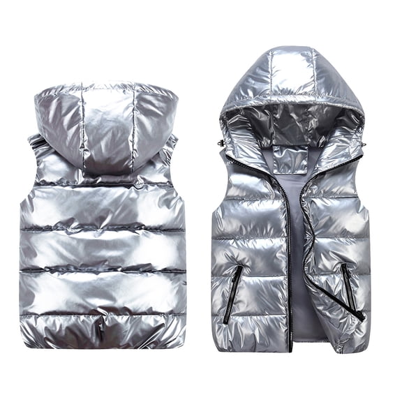 Kids Girls Puffy Vest Hooded Sleeveless Lightweight Girls' Outerwear Vests Girls Winter Clothes Toddler Girl Clothes 4-5 Years