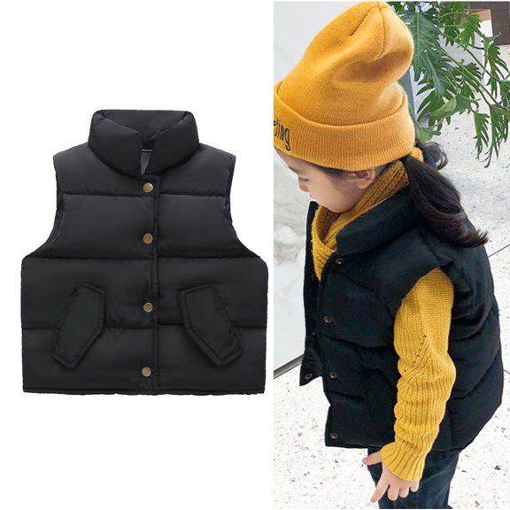 Kids Girls Puffy Vest Sleeveless Lightweight Girls' Outerwear Jackets & Coats Kids Winter Clothes Girls Vest Size 5-6 Years