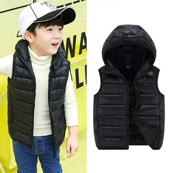 Kids Girls Puffy Vest with Hood Lightweight Sleeveless Girls' Outerwear Jackets & Coats Kids Winter Clothes Little Girls Clothes 5-6 Years