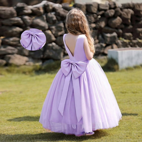 Kids Girls Purple Dress Ruffle Formal Dresses for Girls Sun Dresses Little Girl Dresses 9-10 year