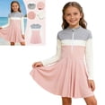 thumbnail image 1 of Kids Girls Rash Guard Swimsuit UPF 50+ Long Sleeve Girl Zipper Pink 1 Piece Swim Suit Bathing Suit Training Swim Dress 5-6 Years, 1 of 9