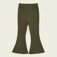 thumbnail image 1 of Kids Girls Ribbed Knit Flare Pants Ruffle Bell Bottoms Elastic Waist Leggings Boot Cut Trousers Pants for Children Dressy Green 8Y, 1 of 5