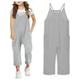 thumbnail image 1 of Kids Girls Romper Sleeveless Spaghetti Strap Rompers With Pockets V Neck Harem Pants Summer Clothes for Girls 10-12, 1 of 8