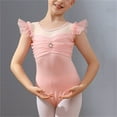 thumbnail image 1 of Kids Girls Ruffle Short Sleeve Dance Leotard Children One-piece Gymnastics Unitard Biketard Training Bodysuit, 1 of 4