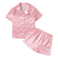 thumbnail image 1 of Kids Girls Satin Pajamas Set Stripes Girls Button Down Pajamas Set Girls' Fashion Pajamas Set Girls Pajamas Size 9-10 Years Cute&nbsp;Boy Girl&nbsp;Clothing, 1 of 9