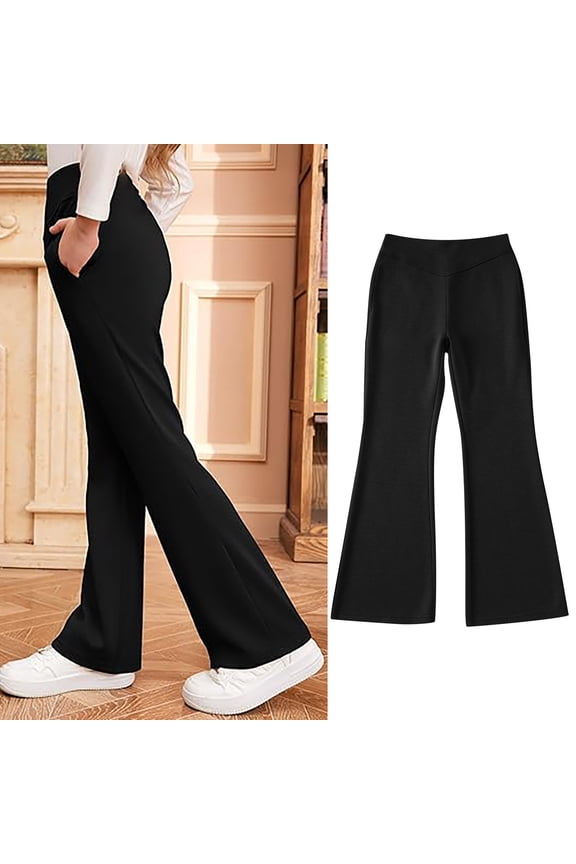 Kids Girls School Uniform Pants Skinny Fit Stretch Pants With Pockets Flare Leg Pants Red Uniform Pants Back To School Clothes For Teen Girls Kids Girls Pants Size 7-8 Years