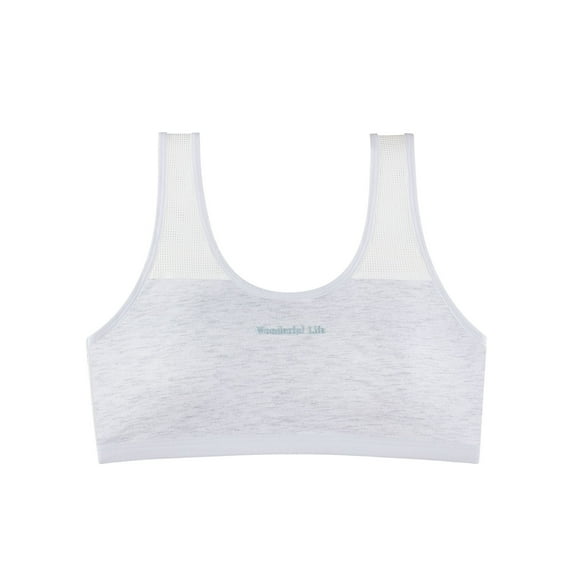 Kids Girls Seamless Training Bras Solid Color Soft Double Layer on Chest Sports Bras Lightweight Breathable Teens Underwear 10-14 Years
