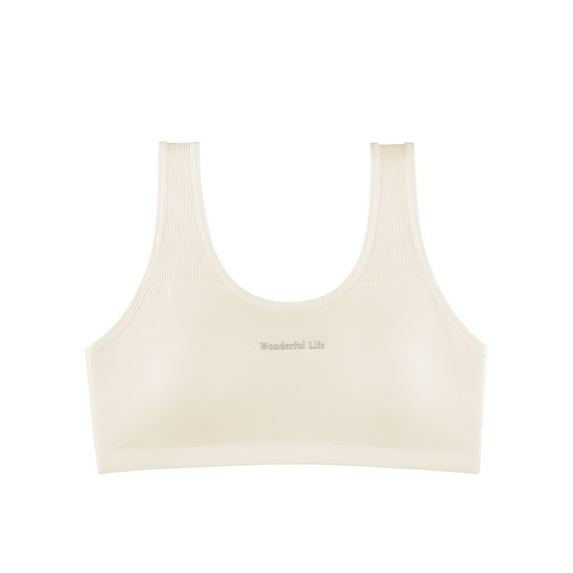 Kids Girls Seamless Training Bras Solid Color Soft Double Layer on Chest Sports Bras Lightweight Breathable Teens Underwear 10-14 Years
