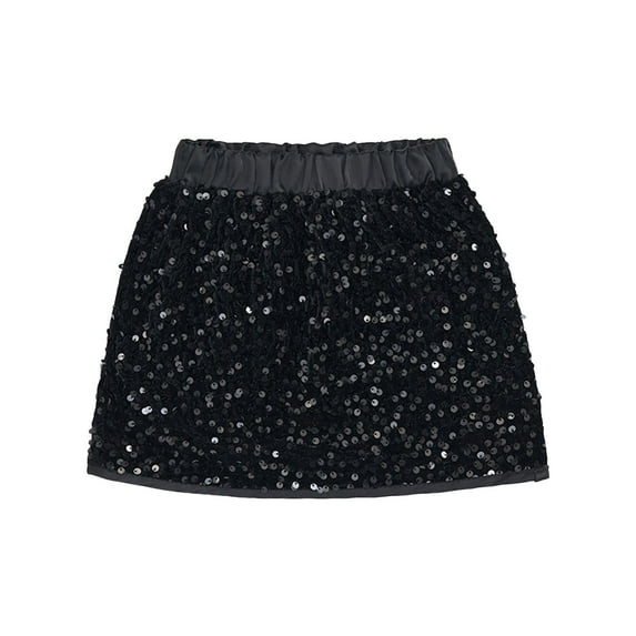 Kids Girls Sequin Skirt Elastic Waist 3-Layers Ruffle Dance Skorts Party Scooter Skirt Size 1-7 Sequins Princess Tutu Skirt Toddler Girls