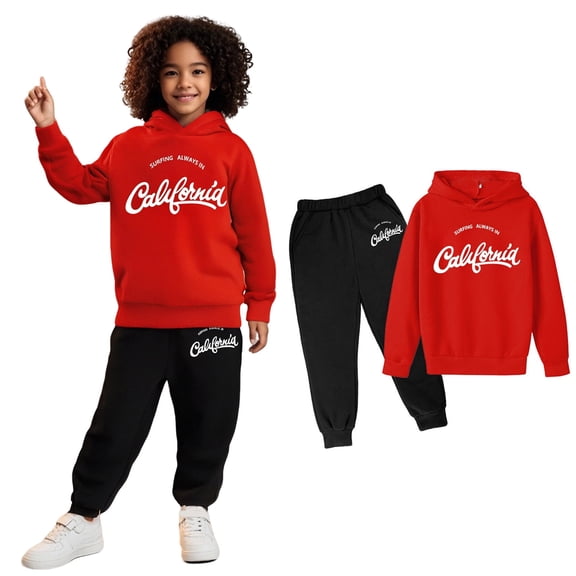 Kids Girls Sets Long Sleeve Solid Basic Hoodie Sweatpants 2 Pcs Fall Winter Clothes Little Girls Clothes 5-6 Years Cute Boy Girl Clothing