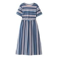 thumbnail image 1 of Kids Girls Short Sleeve Striped Prints Princess Dress Child Dresses Size 4-5T, 1 of 6