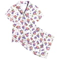 thumbnail image 1 of Kids Girls Silk Pajamas Fruit Print 2 Piece Set Short Sleeve Button Down Top Shorts Set Summer Clothes for Girls Boys Pajamas Size 8-9 Years, 1 of 4