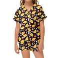 thumbnail image 1 of Kids Girls Silk Pajamas Set Cute Cartoon Button Down Solid Tops T Shirt Set Girls' Fashion Pajamas Set Christmas Girls Pajamas 8-9 Years, 1 of 2