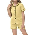 thumbnail image 1 of Kids Girls Silk PJS Short Sleeve Button-Down Top Shorts Set Girl Summer Pajamas Girls Outfits Size 6T, 1 of 6