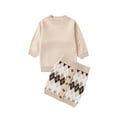 thumbnail image 1 of Kids Girls Skirt Set, Long Sleeve Crew Neck Sweater with Rhombus Skirt 2-piece Outfit Clothes, 1 of 10