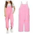 thumbnail image 1 of Kids Girls Sleeveless Jumpsuit Spaghetti Strap Rompers With Pockets V Neck Harem Pants Jumpsuits Rompers For Girls 8-10, 1 of 9