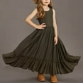 thumbnail image 1 of Kids Girls Sleeveless Long Dress Solid Color Ruffle Loose Dress Casual A-line Flowy Maxi Dress 3-12 Years 50% Saving, 1 of 4