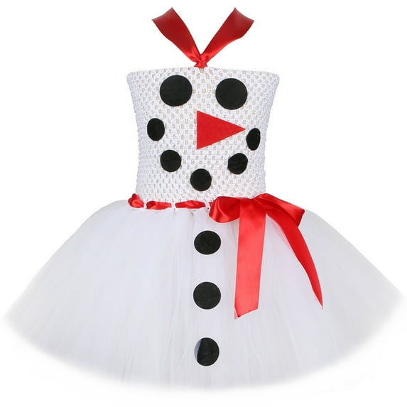 Kids Girls Snowman Costume Tutu Dress Halloween Christmas Dress Up