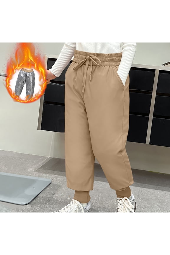 Kids Girls Soft Joggers Elastic Waist Drawstring Cuffed Ankle Sweatpants for Sports Dance Casual Lounge Wear, 5T-14Y