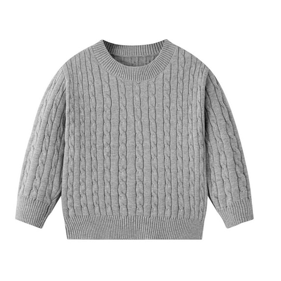 Kids Girls Solid Color Knitted Sweater Long Sleeve Pullover Warm Jumper for Fall Winter Casual Wear Cozy Top for Kids Girls 3-8 Years Gray 3-4 Years