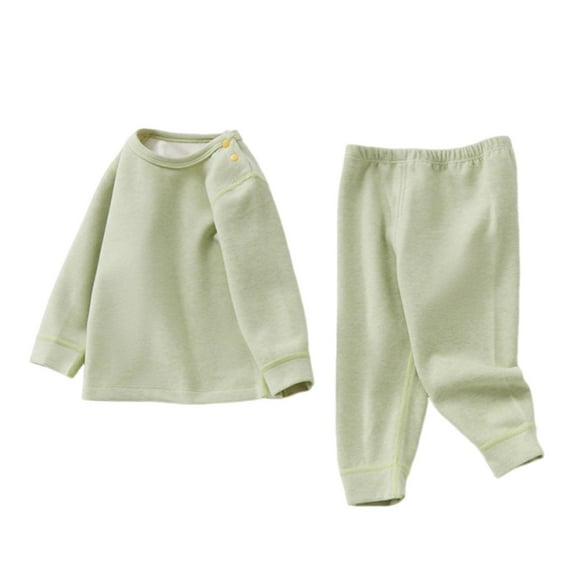 Kids Girls Solid Color Long Sleeve Warm Suit Lightweight Top and Pants Set for Daily Wear, Sports, and Casual Occasions Green 2-3 Years
