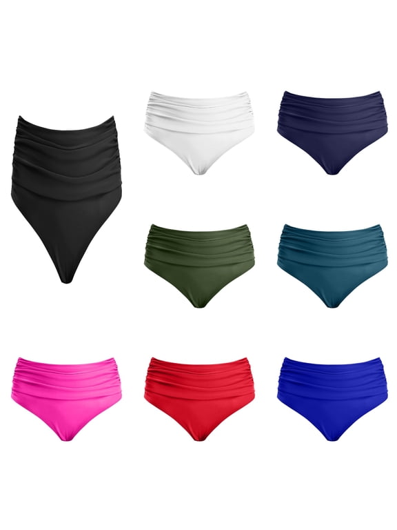 Kids Girls Solid Color Swim Bottoms Triangle Bikini Briefs Swimwear Gymnastics Dance Sports Underpants