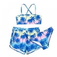 thumbnail image 1 of Kids Girls Split Swimsuit 3-Piece Bathing Suit Beach Bikini Sets Stylish Shorts Skirt + Vest + Underwear Durable Swimwe for Teens & Children Girl, 1 of 4