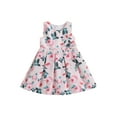 thumbnail image 1 of Kids Girls Summer A-line Dress Little Girls Sleeveless Princess Dress Casual Floral Print One Piece Dress for Beach Party1-6T, 1 of 8