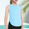 thumbnail image 1 of Kids Girls Summer Athletic Solid Color Tank Tops Split Curved Hem Sleeveless Shirts For Gym Yoga Running, 1 of 3