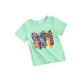 thumbnail image 1 of Kids Girls Summer Birthday T-Shirt LetterLeopard Print Short Sleeve Round Neck Graphic Tops, 1 of 8