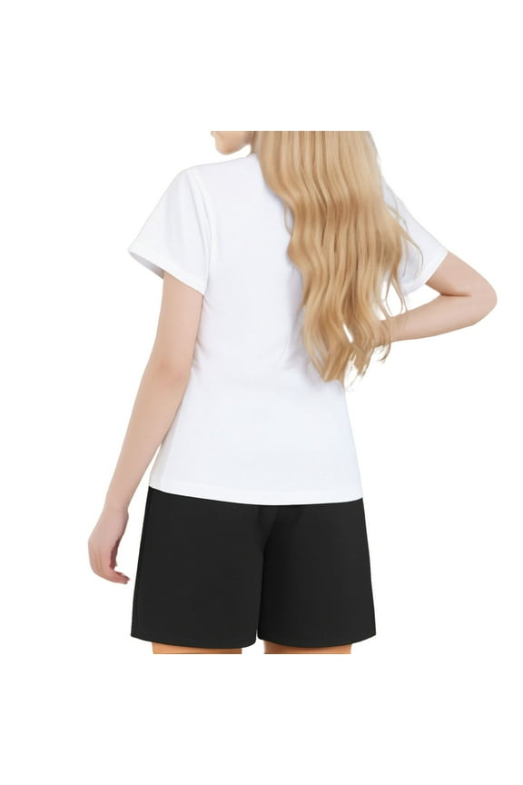 Kids Girls Summer Clothes Fashion Short Sleeve T-Shirt Tops + Shorts Girls 2 Piece Outfits Girls 4-5 Years Clothes Cute Girl Clothing