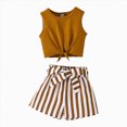 thumbnail image 1 of Kids Girls Summer Clothes Sleeveless Tank Top + Shorts 2 pieces Summer Outfit Set Red Brown 3-4 Years, 1 of 9