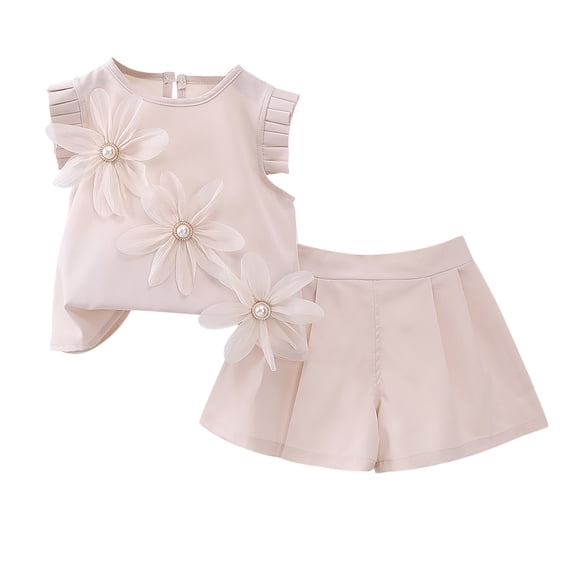 Kids Girls Summer Clothes White Sleeveless Tank and Shorts Girls Two Piece Outfits 6-7 Years Girl Gifts